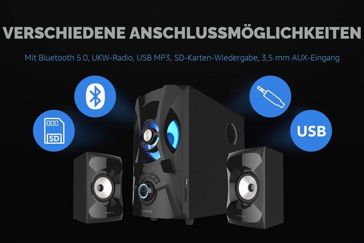 Creative SBS E2900 Leistungsfähiges 2.1-Bluetooth-Lautsprechersystem mit Subwoofer für Fernseher und