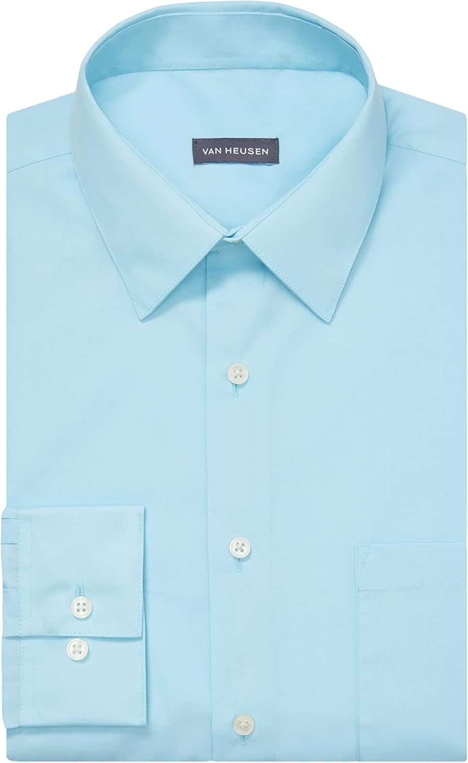 Van Heusen Herren Popeline, Normale Passform, Fester Spitzkragen Klassisches Hemd 39 cm Hals 86 cm-