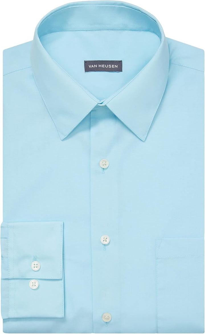 Van Heusen Herren Popeline, Normale Passform, Fester Spitzkragen Klassisches Hemd 39 cm Hals 86 cm-