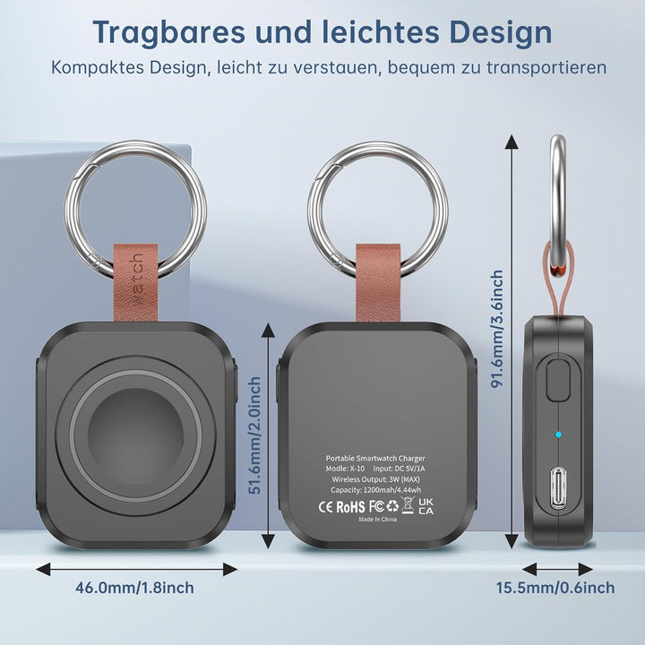Ladegerät für Samsung Galaxy Watch, 1200 mAh, tragbares Ladegerät für Samsung Galaxy Watch 8/8 Class