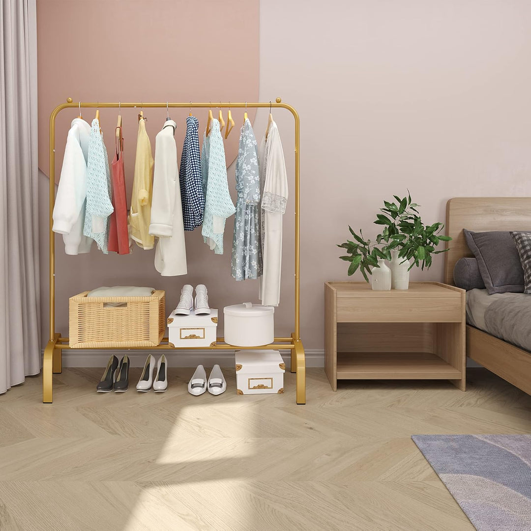 JIUYOTREE Kleiderständer 110 cm Metall Kleiderstange Kleiderstange Garderobe mit Untergestell für Mä