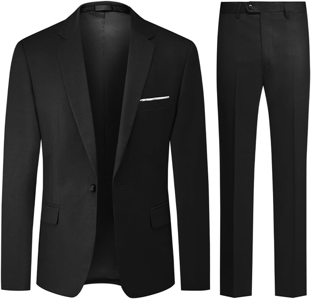 Allthemen Anzug Herren 2 Teilig Slim Fit Hochzeitanzug EIN Knopf Smoking Anzüge Sakko Hose XS Schwar