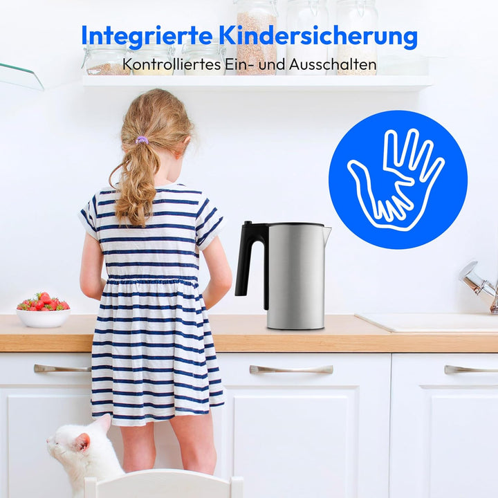 MEDION LIFE Digitaler Wasserkocher MD12106, 2.200 Watt Leistung, 1,5 Liter Kapazität, LED-Display, L