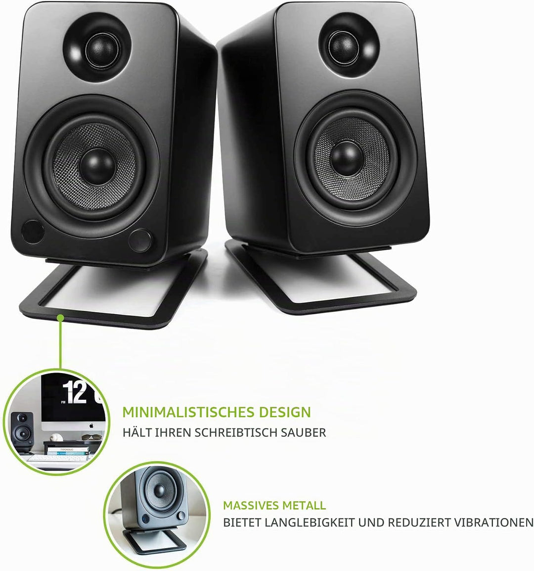 Kanto-S4 Desktop Lautsprecher-Ständer für mittlere Lautsprecher Black, Black