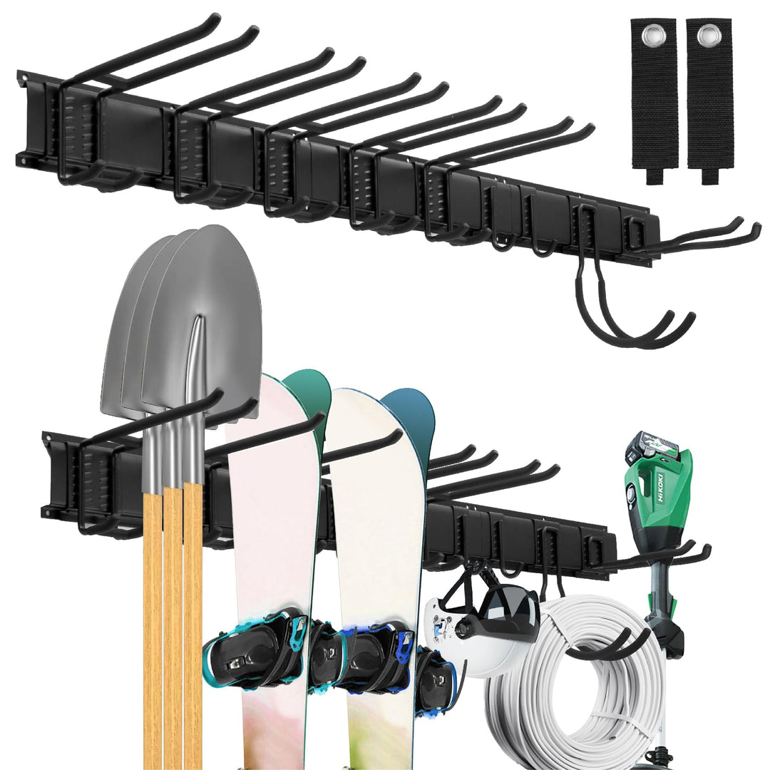 Sinoer Garage Tool Management Wandregal, Garage Wall Management Aufbewahrungsregal mit Haken mit 9 v
