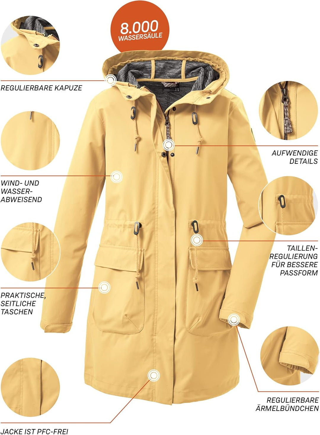 G.I.G.A. DX Damen Gs 99 Wmn Sftshll Prk Casual Softshell Parka mit Kapuze 36 gebranntes gelb, 36 geb