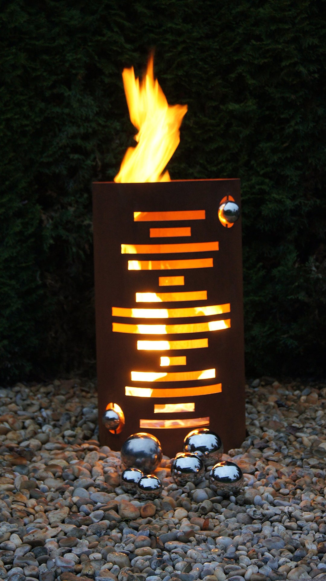 Feuertonne Modern Edelrost Säule Rost Feuerkorb Feuerschale