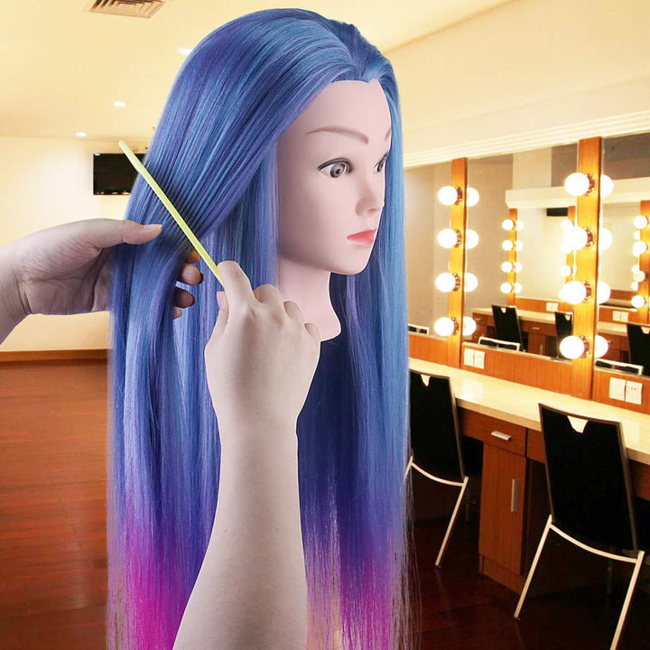 TopDirect 66cm/26 Zoll Übungskopf Frisierkopf Friseur 100% Synthetisches Haar Perückenkopf Trainings