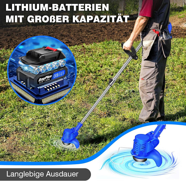 Akku Rasentrimmer mit Akku 21V,850W Rasentrimmermit 3.0AH Batterien,Akku Motorsense &amp; Rasentrimmer R