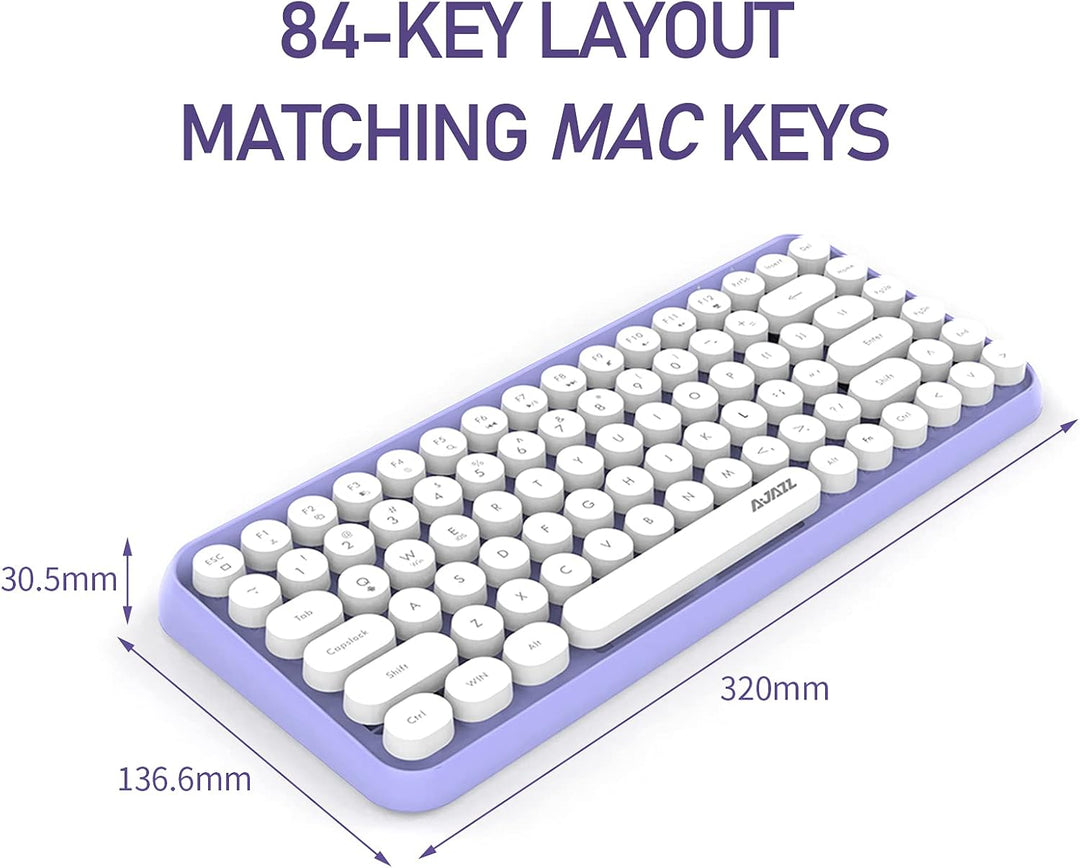 Kabellose Bluetooth-Tastatur, süsse Mini-Kompakttastatur mit 84 Tasten, kabellose 2,4-GHz-Bluetooth-