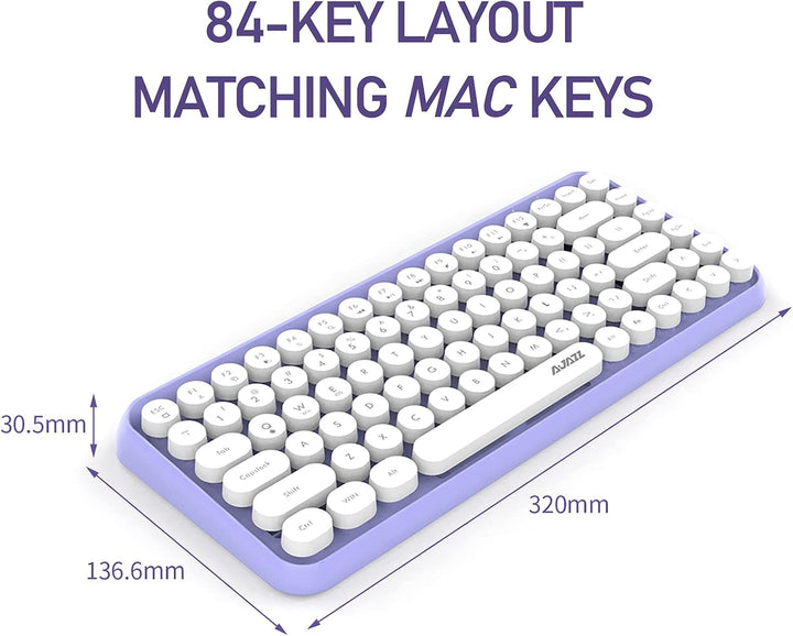 Kabellose Bluetooth-Tastatur, süsse Mini-Kompakttastatur mit 84 Tasten, kabellose 2,4-GHz-Bluetooth-