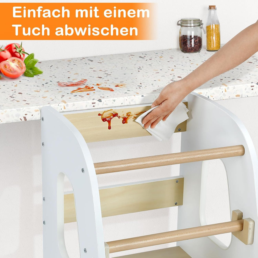 Lernturm ab 1 Jahr, 3 Stufen Höhenverstellbarer Lernturm, Sicher & Stabil, Montessori Küchenhelfer u