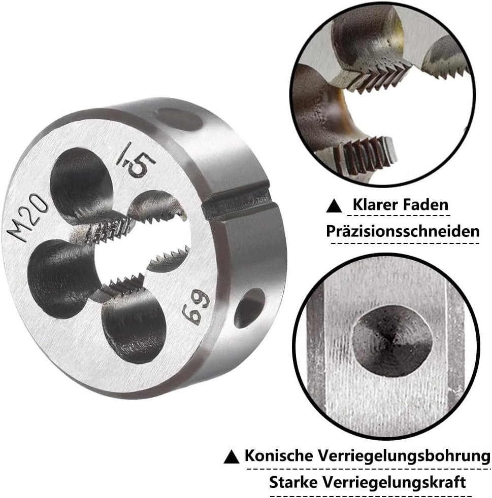 Saipor M20 X 1,5 Metrisch Gewindeschneid und Gewindeschneideisen M20 X 1,5mm HSS Gewindebohrer und S