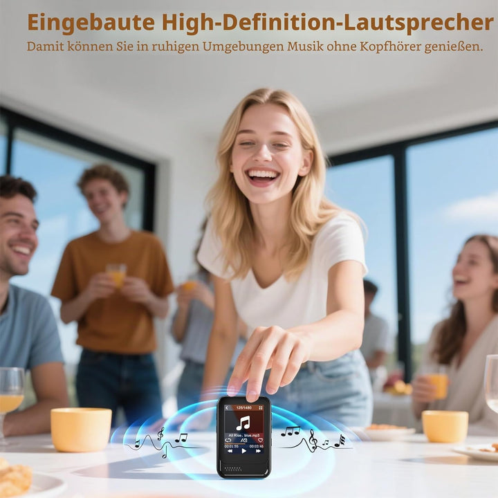 MP3-Player mit Bluetooth, tragbarer Musik-Player mit FM-Radio, Diktiergerät, Micro-SD-Slot, Lautspre