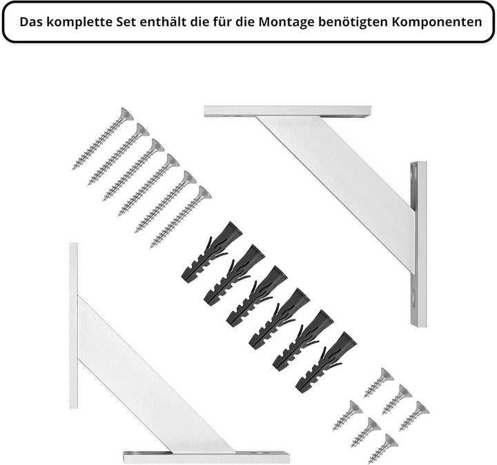 Alusfera Regalhalterung - Dekorative Regalwinkel - Regalhalter 120 mm - Wandregal Halterung - Langle