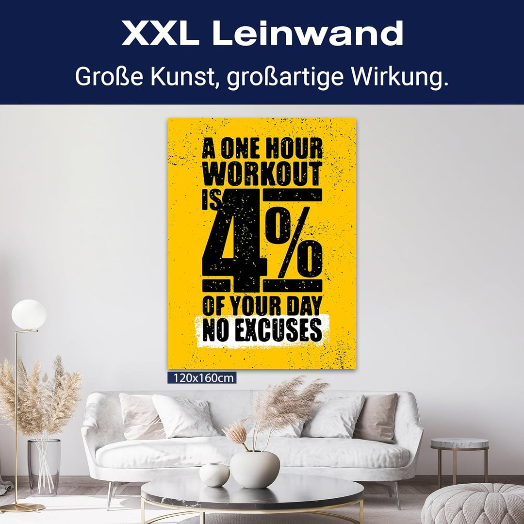 wandmotiv24 Leinwandbild Motivation, Hochformat, one Hour M0066 60L x 45B cm Leinwandbild Motivation