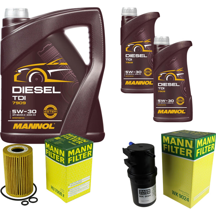 Motor-Öl 7L MANNOL Diesel TDI 5W-30+MANN-FILTER für VW Crafter 30-35 Bus 2E_ 2.0