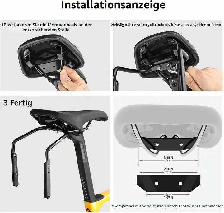 Rhinowalk Fahrrad Satteltasche Stabilisator Stütze für Satteltasche Anti Schütteln Schwarz, Schwarz
