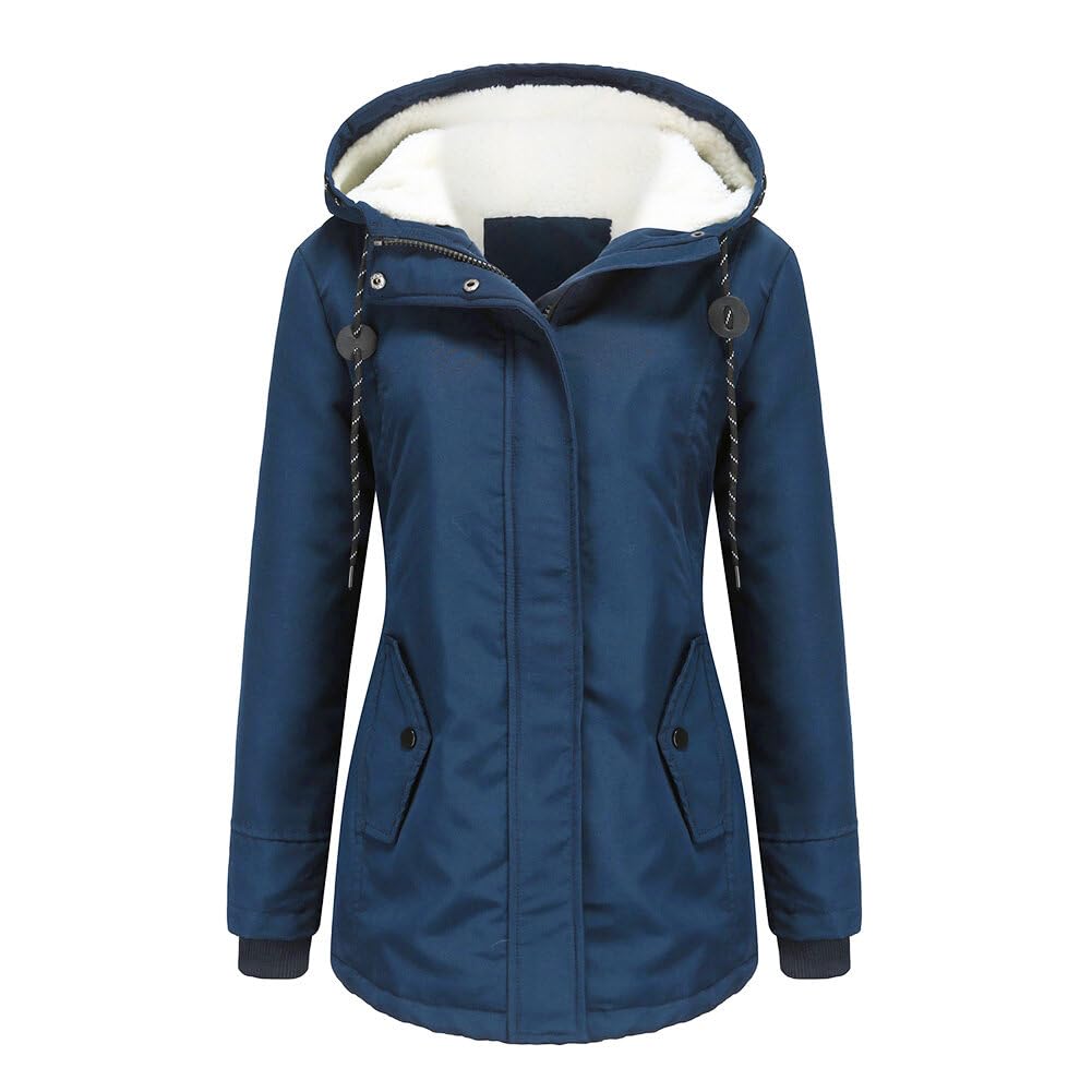 YYNUDA Damen Winterparka Dicker Warm Lang Wintermantel mit Fellkapuze Winter Jacke Outdoor Jacke für