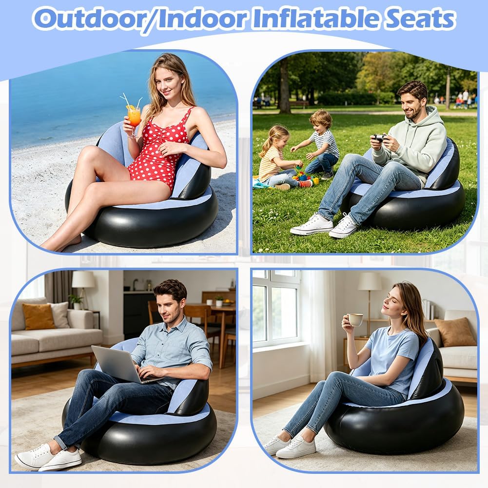 Aufblasbares Sofa, Aufblasbarer Sessel, Luftsofa, Campingsofa, Tragbare Flocking Sitzsack Aufblasbar