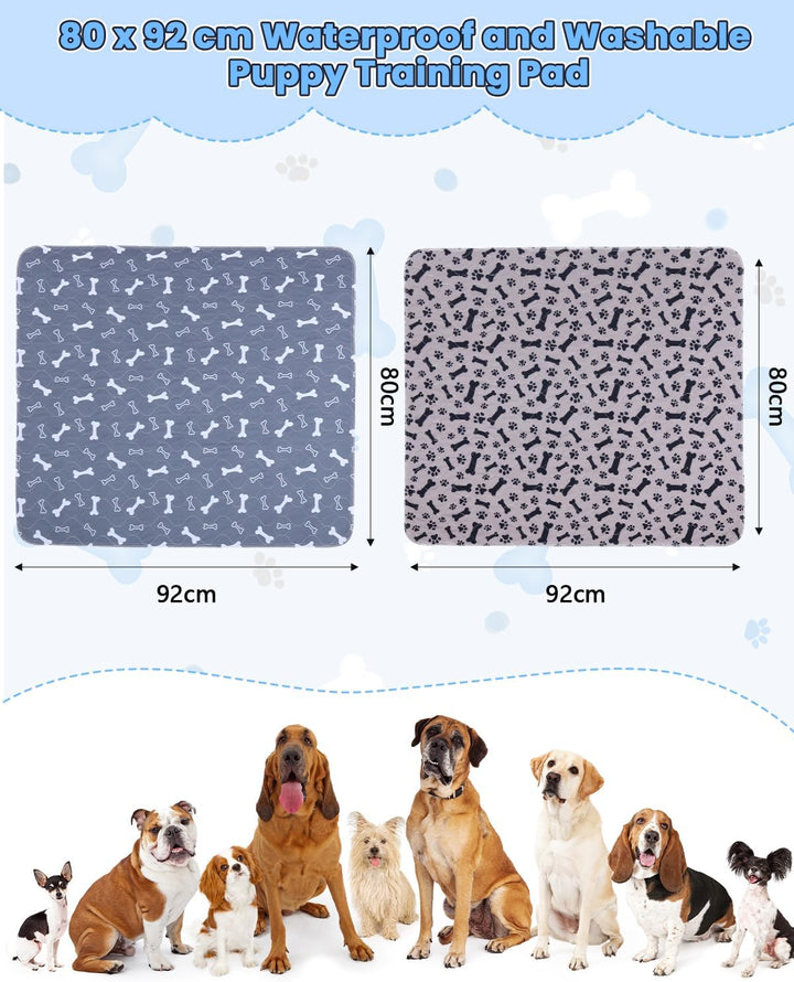 2 Pcs Saugfähig Welpenunterlagen 80*90cm Pinkelmatte für Hunde Waschbar Hundeteppich rutschfest Hund