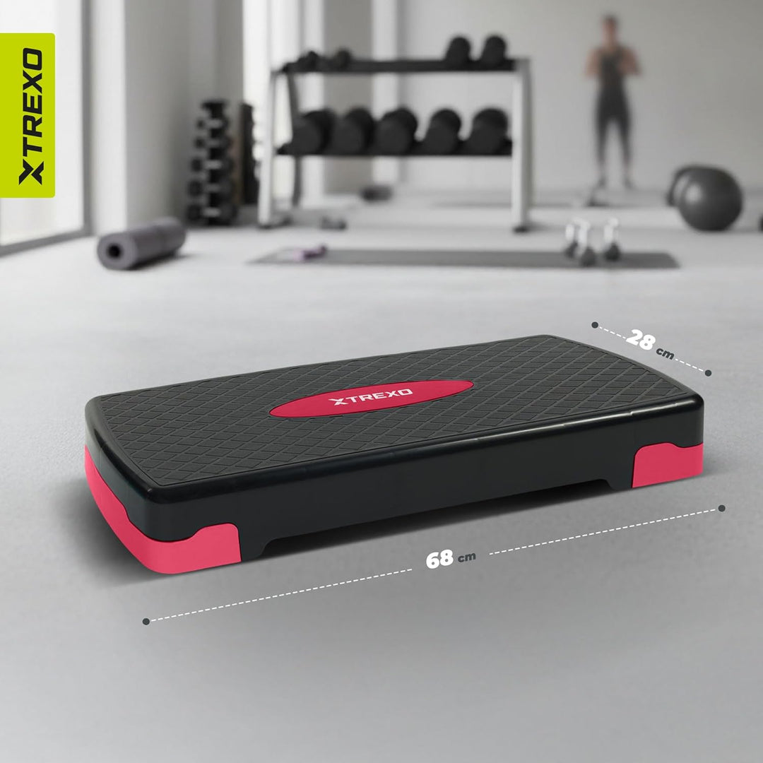 TREXO Aerobic Step 68 x 28 cm Für Cardio- und Fitnesstraining Höhenverstellbar 15-20 cm Langlebig au