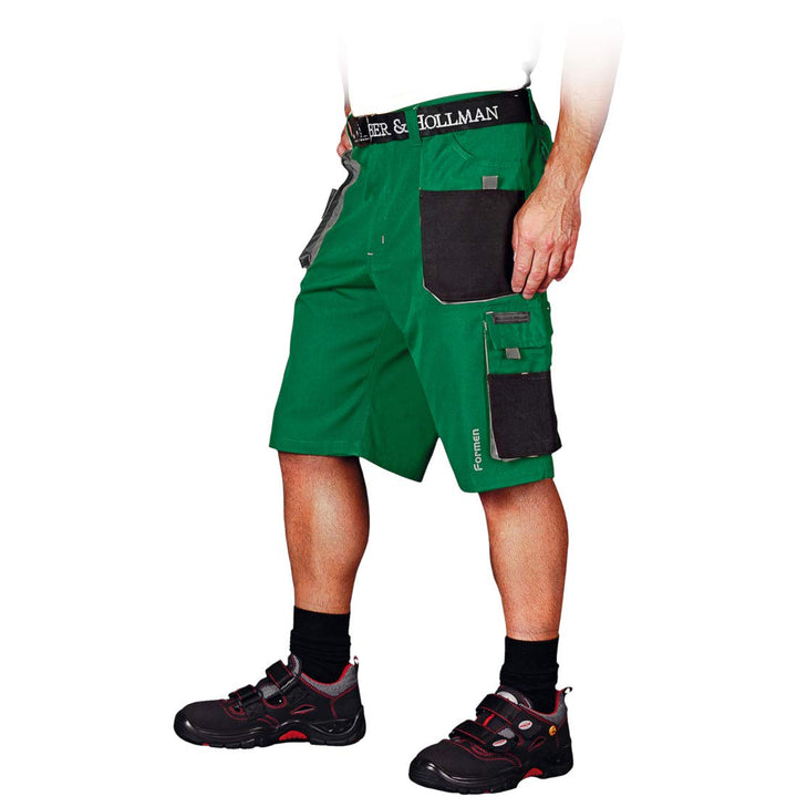 Leber&Hollman Kurze Arbeitshose Sicherheitshose Schutzhose Hose NEU (LH-FMN-TS-ZBS) 3XL Grün-schwarz