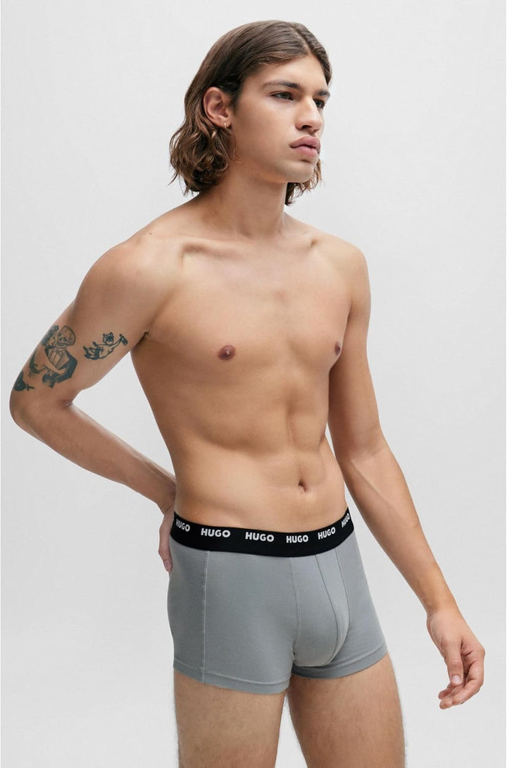 HUGO Herren Trunk Five Pack Fünfer-Pack Boxershorts aus Stretch-Baumwolle mit Logos am Bund XL Blau,