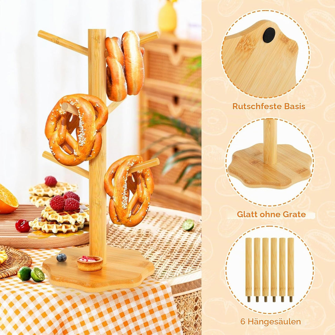 VAVPUP 2 Stück Brezelständer,Brezelhalter aus Holz in Baumform,Stabil Tassenhalter,6-armig,Höhe 33cm