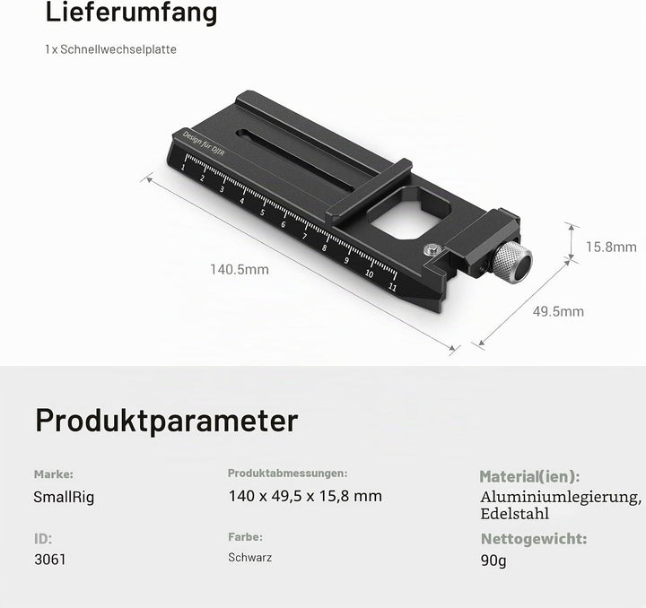 SMALLRIG RS2/RSC2/RS3/RS3 Pro Quick Release Plate Schnellwechselplatte mit Arca-Swiss für DJI RS 2/R