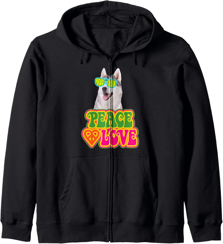 Peace Heart Love Dog Siberian Husky Kapuzenjacke