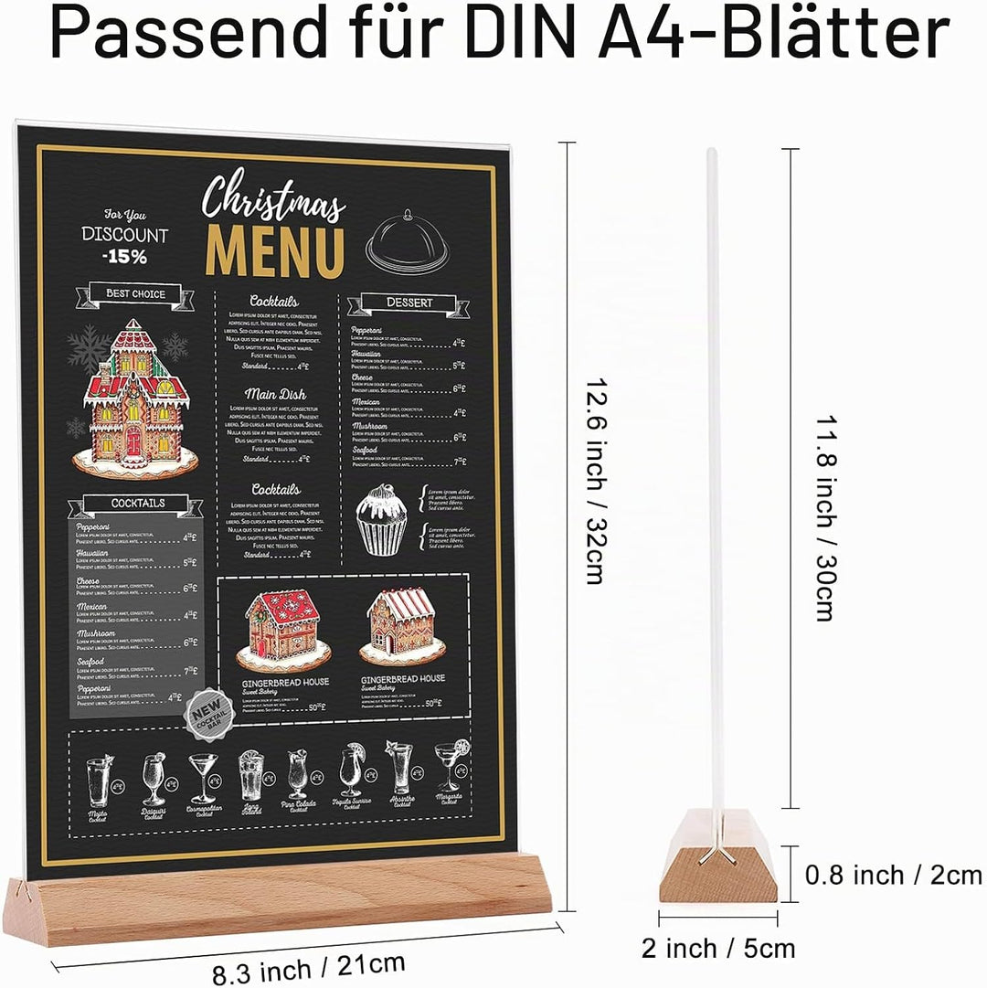 Srvnpioy A4 Ständer Tischaufsteller Aufsteller (10 Stück) A4-Menühalter aus Holz, A4 T-Ständer Werbe