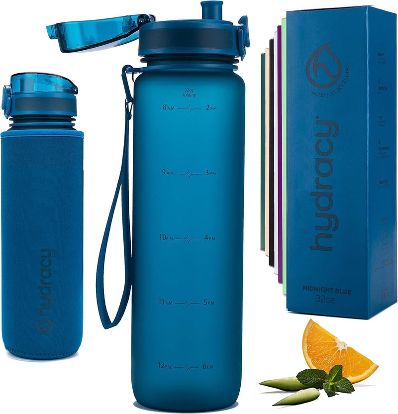 Hydracy Trinkflasche mit Fruchteinsatz - 1L Wasserflasche - BPA-freie Trinkflasche mit Zeitmarkierun