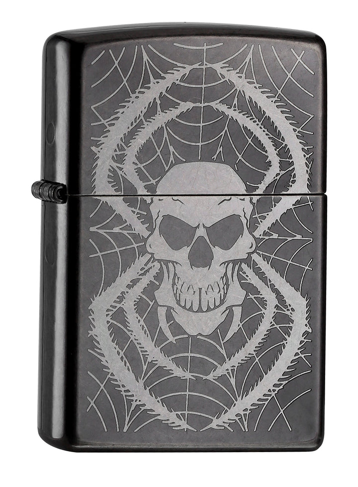 Zippo PL Skull with Legs IN Spider Web ON Gray Dusk Lighter 60001003 Feuerzeug, Messing, Grau, 1 x 3