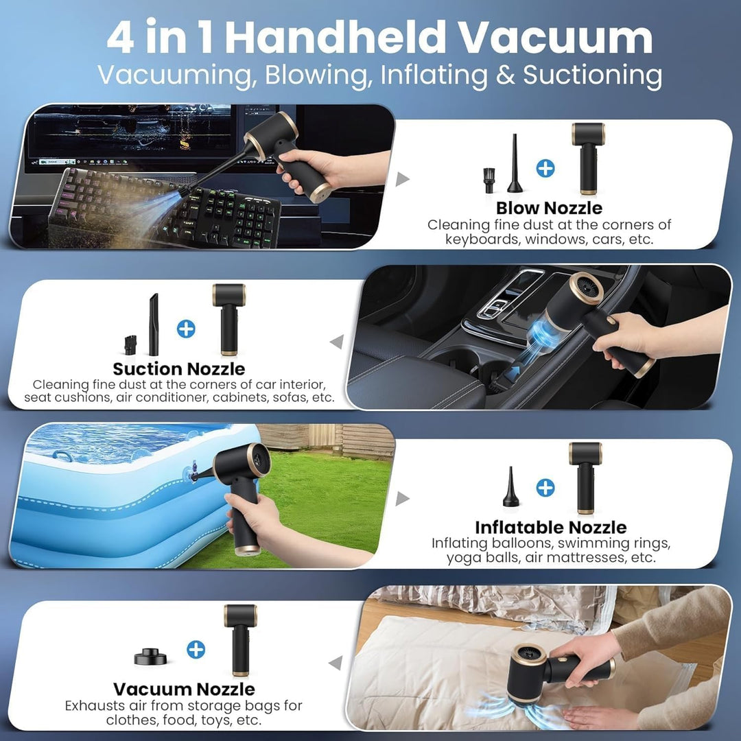 Handstaubsauger, 15000Pa Handstaubsauger Akku Kabellos, 4 In 1 Leistungsstarker Auto Staubsauger Sta