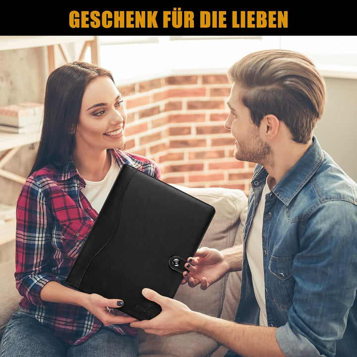 AMKSONS Schreibmappe A4 Schwarz – Business Pack (5 Stück) | Ideal für Grossabnehmer – PU-Leder Konfe