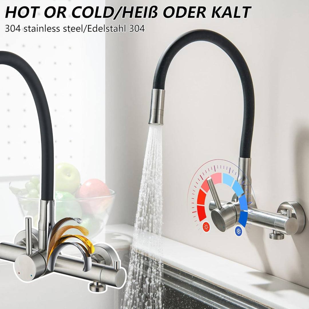Wandarmatur Küche mit 3/4 Zoll Anschluss für Geschirrspüler/Waschmaschine, Küchenarmatur Wandmontage
