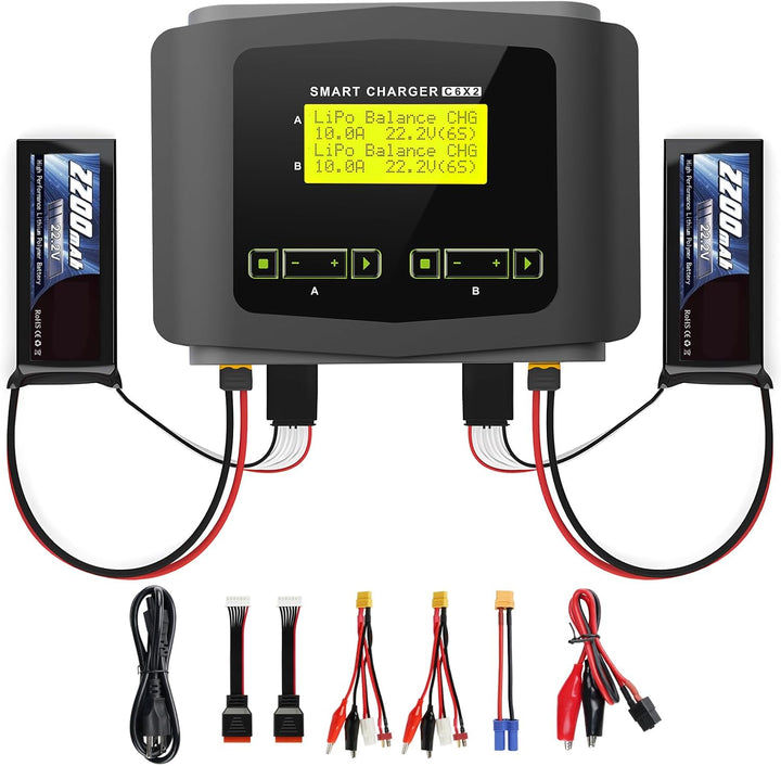 Haisito RC Lithium-Batterieladegerät AC 150W/DC 240W, Duo, LiPo-Ladegerät für LiPo/Life/LiHV/Lilon(1