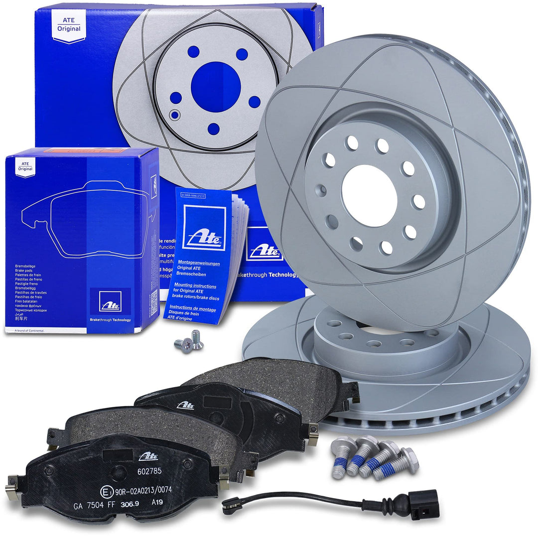 ATE Bremsenset Vorderachse inkl. PowerDisc Bremsscheiben vorne Ø 312 mm belüftet und Bremsbeläge vor