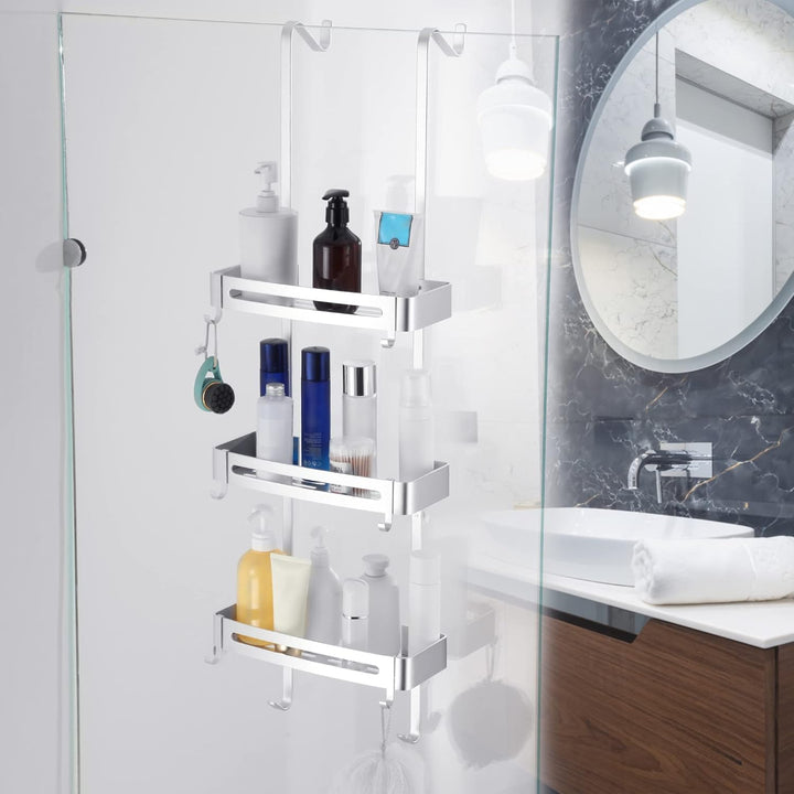 Duschregal zum hängen, Badezimmer-Duschablage, über der Tür hängende Duschablage, rostfreies Alumini
