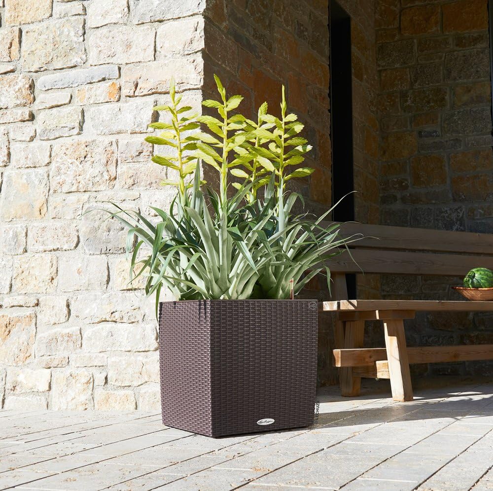 Lechuza "Cube Cottage 40" Pflanzgefäss mit ERD-Bewässerungs-System, Mokka, 40 x 40 x 40 cm & Cube Co