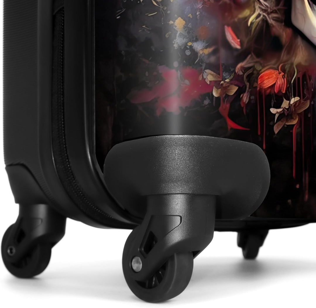NoBoringSuitcases.com® Grosser Koffer - Totenkopf - Blumen - Botanisch - Abstrakt - Totenkopf - Schä