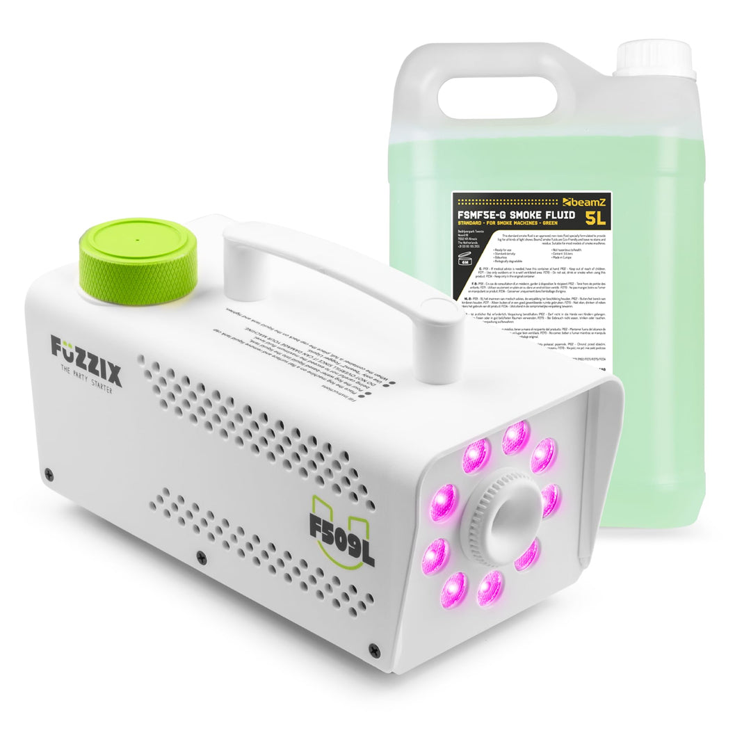 Fuzzix F509LW Nebelmaschine Mini mit LED Lichteffekt und 5 Liter Nebelfluid, 500 Watt mit Fernbedien