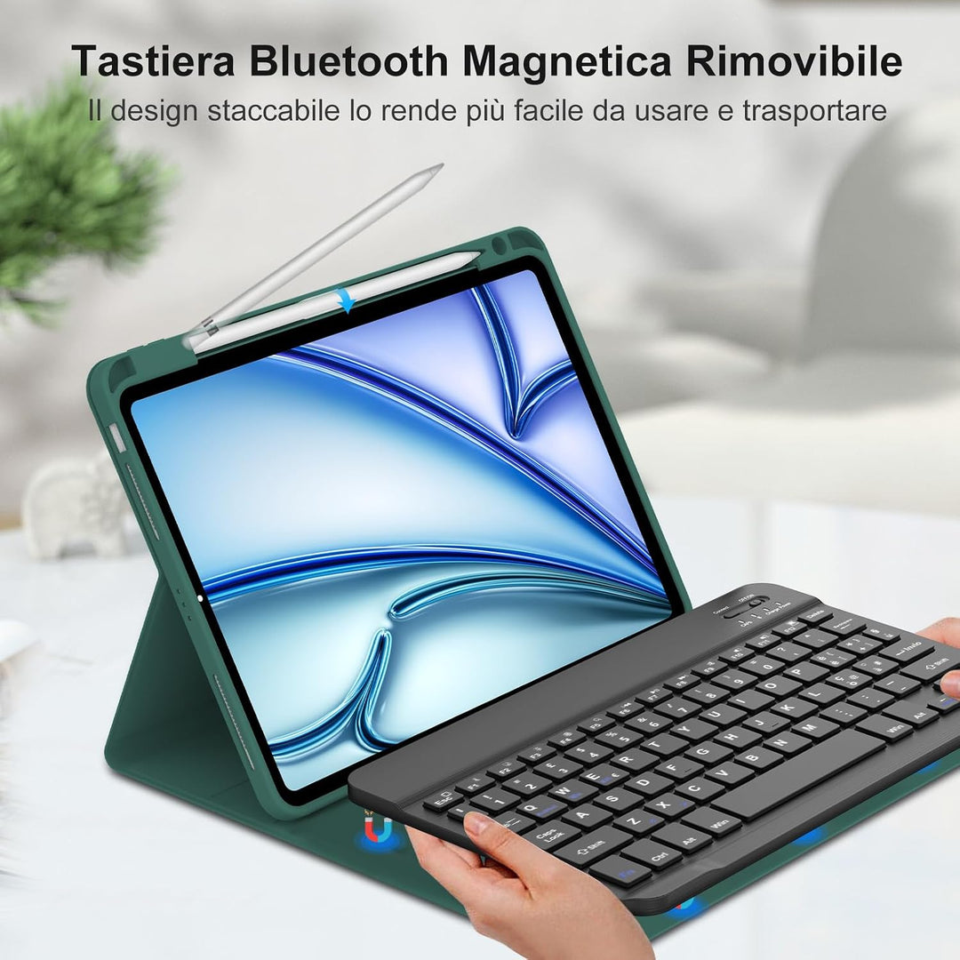 FOGARI Tastatur für iPad Air 11 M3 2025/M2 2024, Italienische Tastatur, abnehmbare Bluetooth-Schutzh