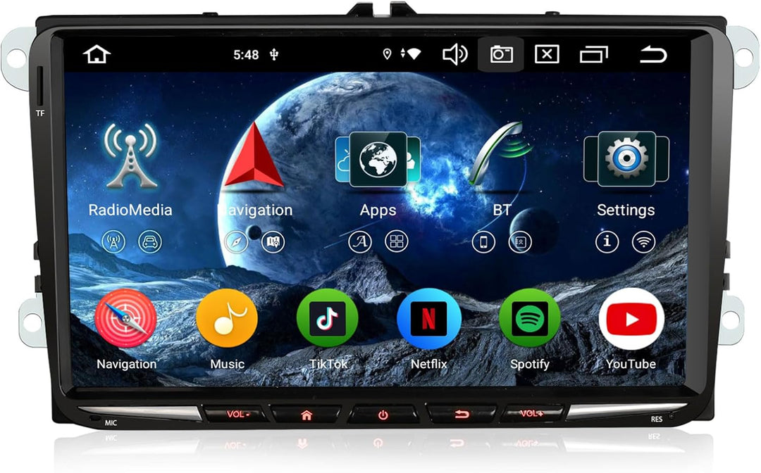 Erisin 9" 8-Kern 4GB+64GB Android 14 Autoradio Bluetooth GPS Navi für VW Golf 5 Golf 6 Passat B6 Tig