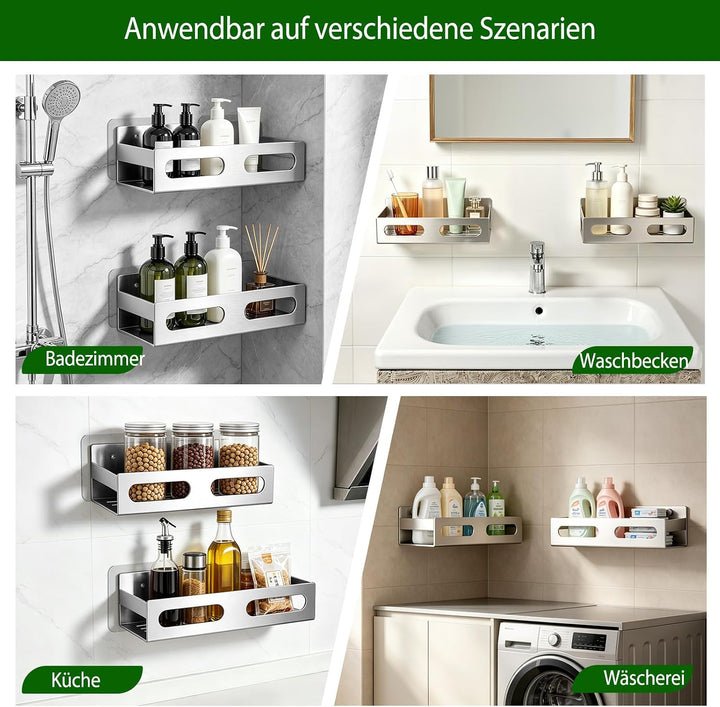 AIKER Duschablage Ohne Bohren,HochwertigerVerdickter/Stark/grosse Edelstahl SUS304 Badezimmer Organi
