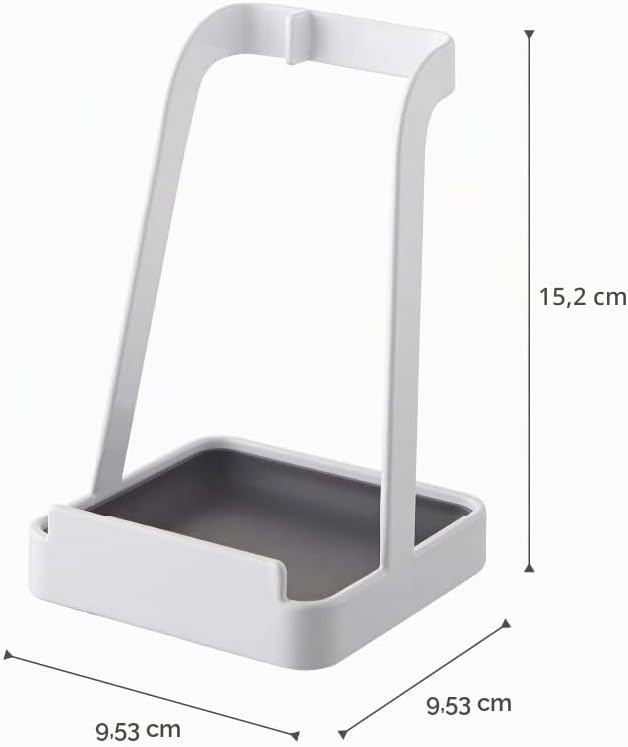 Yamazaki 2248 TOWER Ladle & Pot Lid Stand, White, Steel, Minimalist Design, 10 x 10 x 15 cm (LxWxH)