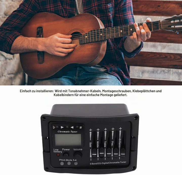 Akustikgitarren-Vorverstärker, 5-Band-EQ-Equalizer, Akustikgitarrenverstärker, digitaler Tuner-Tonab