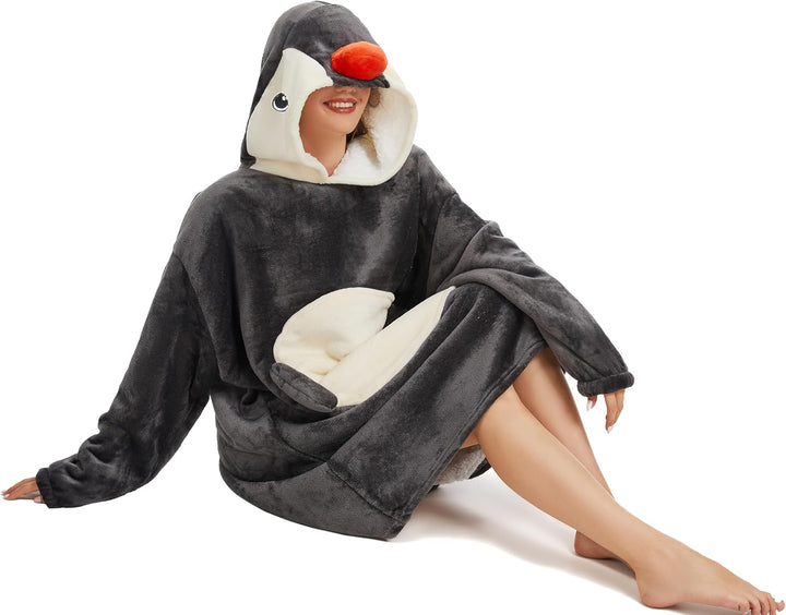 LATH.PIN Tragbare Decke Hoodie Übergrosse – Tierformen Tragbare Decken mit Armärmeln mit Kapuze Pull