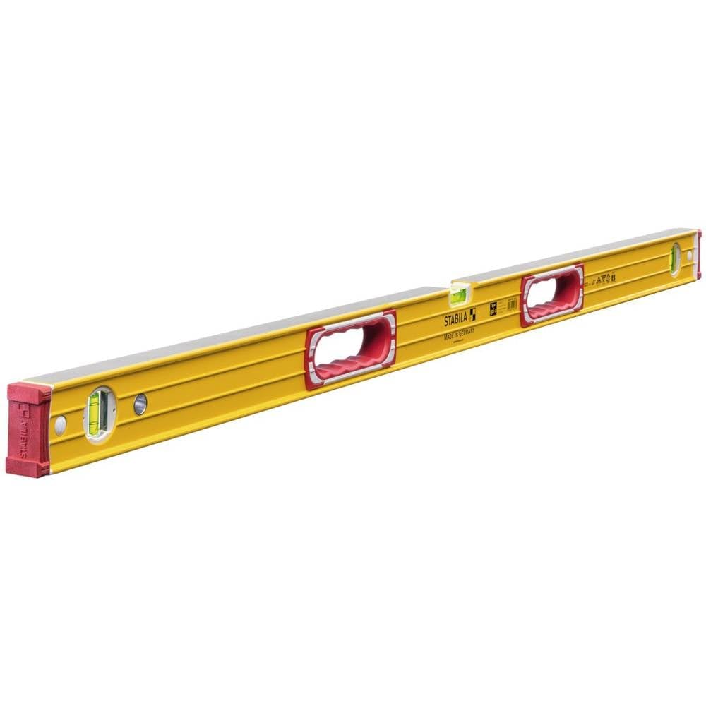 STABILA Wasserwaage Type 196-2, 122 cm, extrasteifes Alu-Profil, 1 Horizontal-Libelle, 2 Vertikal-Li